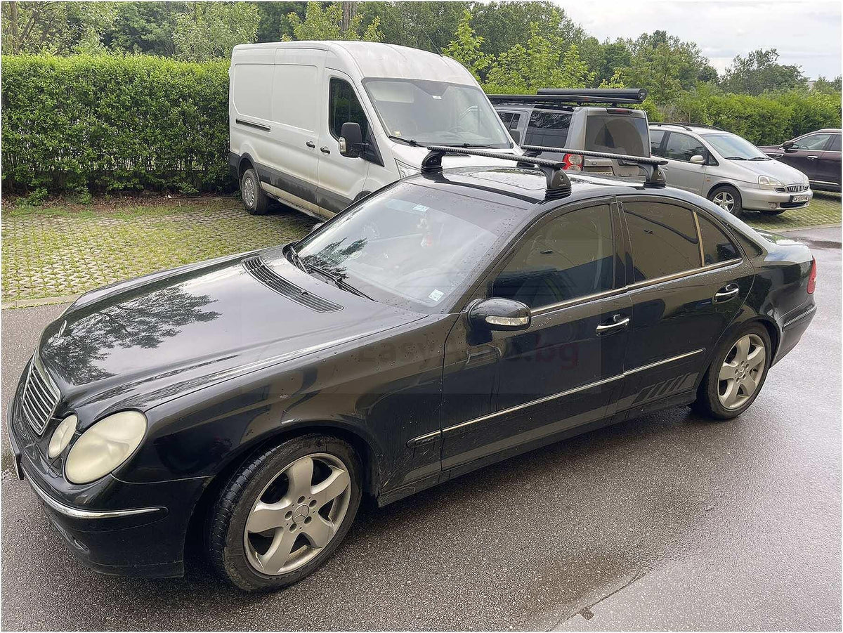 Черни алуминиеви греди EVOS SILENZIO за MERCEDES E-Class W211 sedan от 2002 до 2009 година