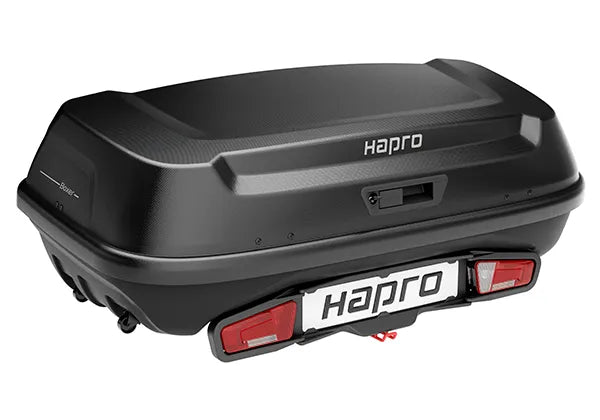 Автобокс за монтаж на теглич HAPRO BOXER L Hexagon Black 420 литра - Черен мат