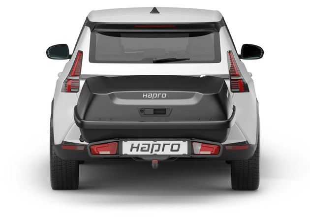 Автобокс за монтаж на теглич HAPRO BOXER L Hexagon Black 420 литра - Черен мат