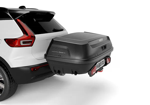 Автобокс за монтаж на теглич HAPRO BOXER L Hexagon Black 420 литра - Черен мат