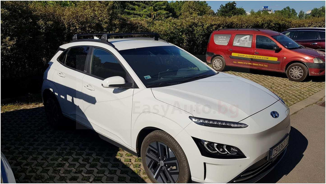 Черни аеродинамични греди Yakima Flush греди за Hyundai Kona модел от 2017 до 2023 година