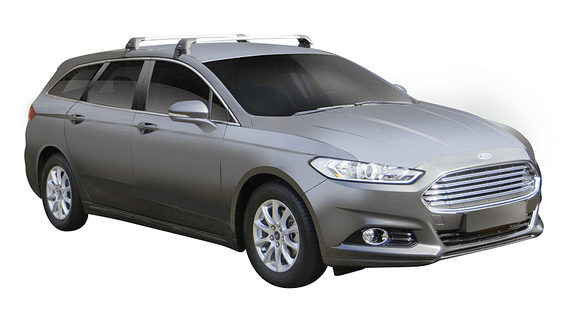 Черни аеродинамични греди Yakima Flush за Ford Mondeo комби с надлъжни греди след 2016 до 2024 година