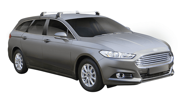 Черни аеродинамични греди Yakima Flush за Ford Mondeo комби с надлъжни греди след 2016 до 2024 година