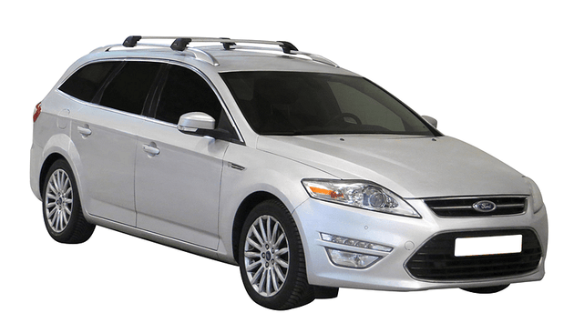 Черни аеродинамични греди Yakima Flush за Ford Mondeo комби след 2007 до 2014 година със стандартни повдигнати надлъжни греди