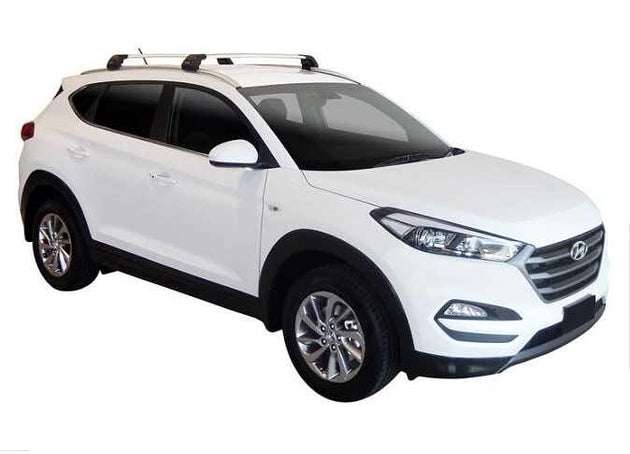 Черни аеродинамични греди Yakima Flush за Hyundai Tucson за модели БЕЗ стъклен таван от 2015 до 2017 година - модел с вградени надлъжни греди
