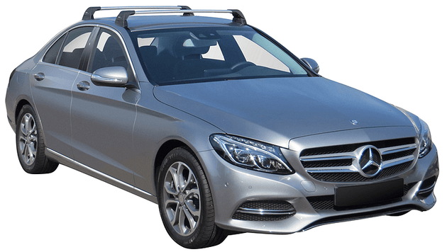 Черни аеродинамични греди Yakima Flush за Mercedes C-класа W205 от 2014 до 2022 година СЪС стъклен таван