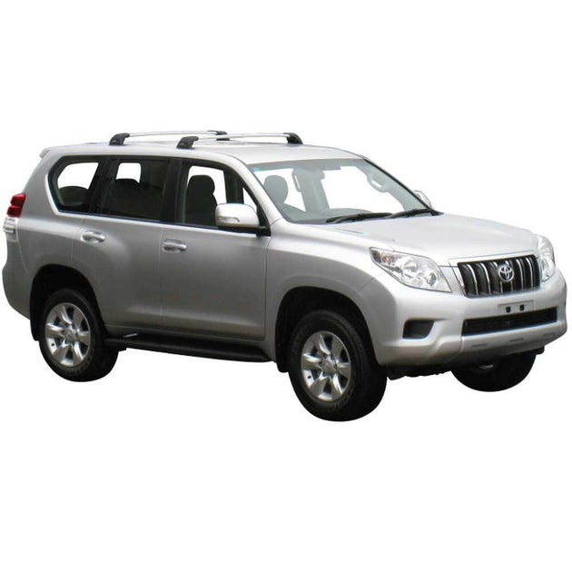 Черни аеродинамични Yakima Flush за Toyota Land Cruiser 150 от 2009 до 2024 година дълга база без надлъжни греди