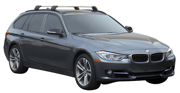 Черни супер аеродинамични греди Yakima Flush греди за BMW 3 серия Комби (F31) модел от 2012 до 2019 година нагоре с вградени надлъжни греди
