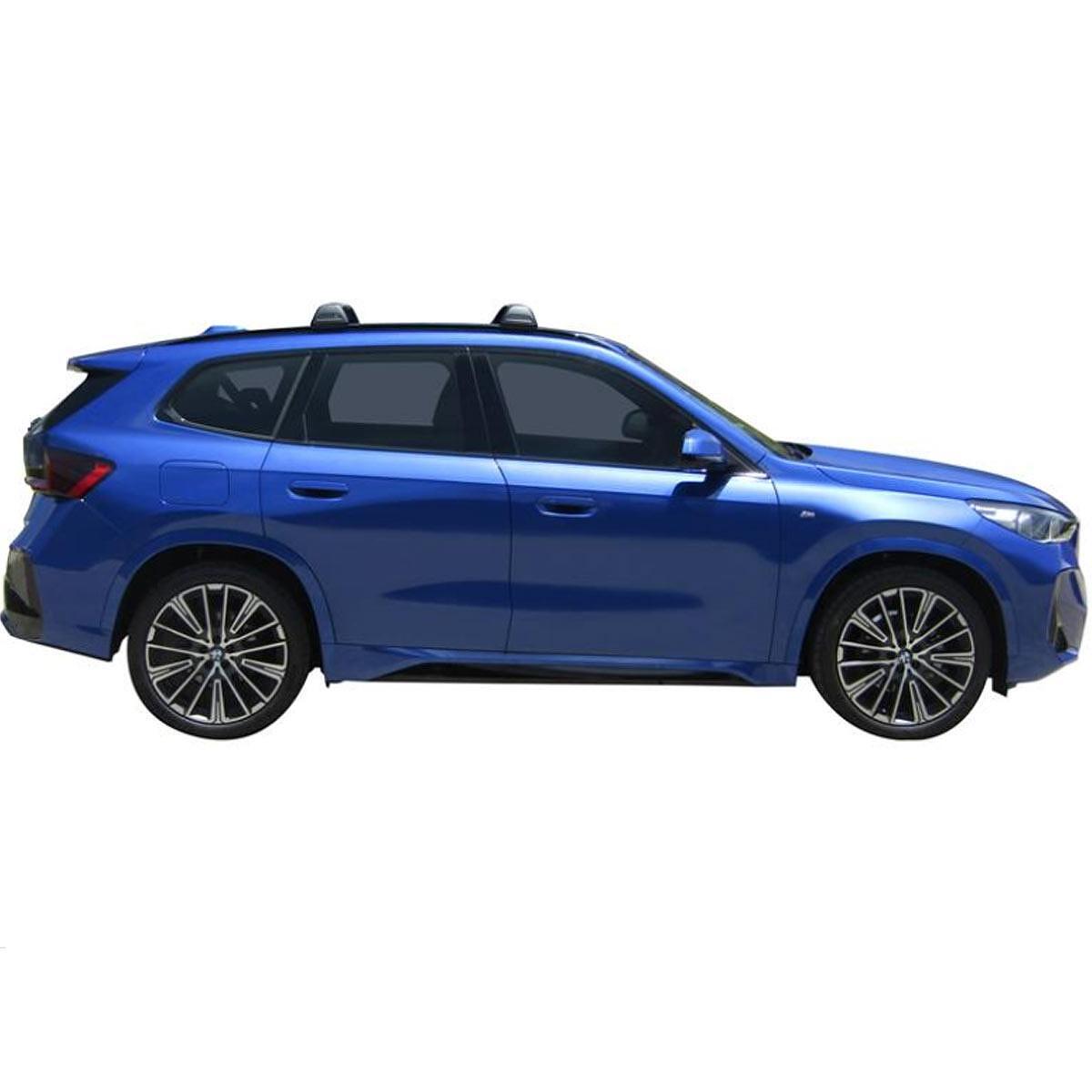 Черни супер аеродинамични греди Yakima Flush греди за BMW iX1 (U11 BEV) и BMW X1 (U11) модел от 2022 година и нагоре с вградени надлъжни греди