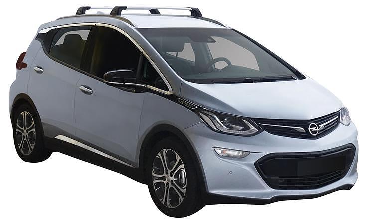 Черни супер аеродинамични греди Yakima Flush греди за Opel Ampera-e модел от 2017 година и нагоре с вградени надлъжни греди