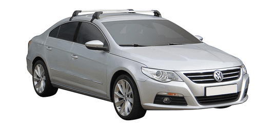 Черни супер аеродинамични греди Yakima Flush греди за Volkswagen CC модел от 2008 до 2017 година