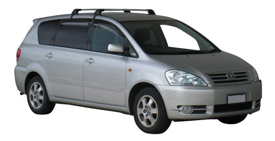 Черни супер аеродинамични товарни греди Yakima Flush за Toyota Avensis Verso без надлъжни греди