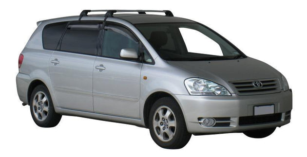 Черни супер аеродинамични товарни греди Yakima Flush за Toyota Avensis Verso без надлъжни греди