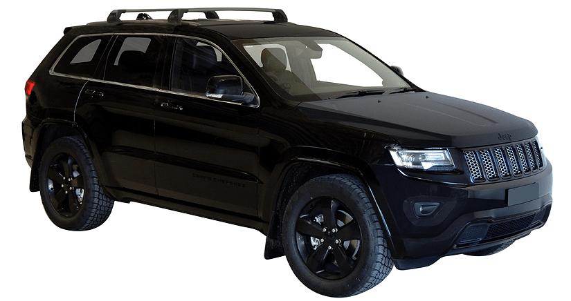 Черни Yakima Flush греди за Jeep Grand Cherokee SRT8 / Blackhawk от 2011 до 2021 година с вградени надлъжни греди
