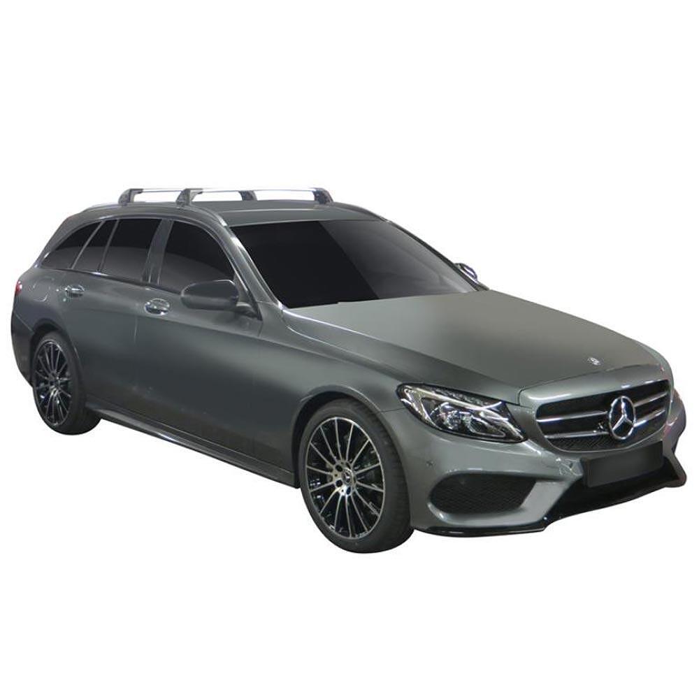Черни Yakima Flush греди за Mercedes C-Class S205 комби от 2015 до 2022 година с вградени надлъжни греди