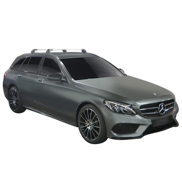Черни Yakima Flush греди за Mercedes C-Class S205 комби от 2015 до 2022 година с вградени надлъжни греди