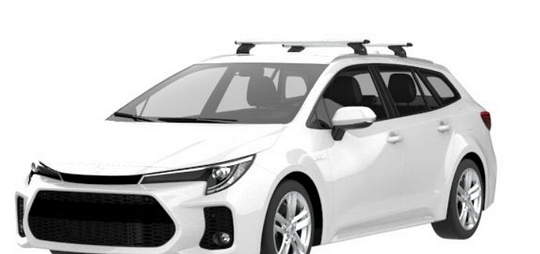 Сиви Аеродинамични Алуминиеви греди Cruz Airo за Toyota Corolla комби модел от 2019 година и нагоре с плътни надлъжни греди