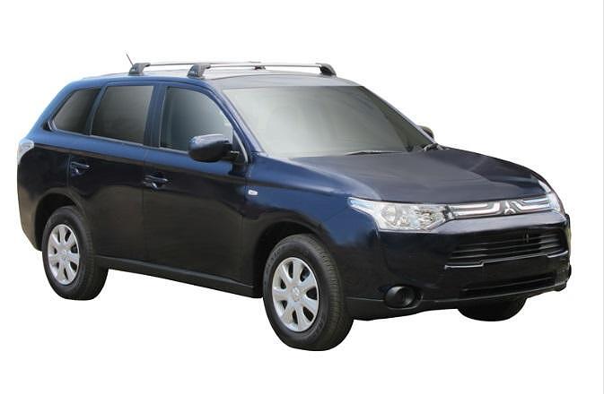 Сиви аеродинамични греди Yakima Flush за Mitsubishi Outlander модел от 2012 година и нагоре без надлъжни греди