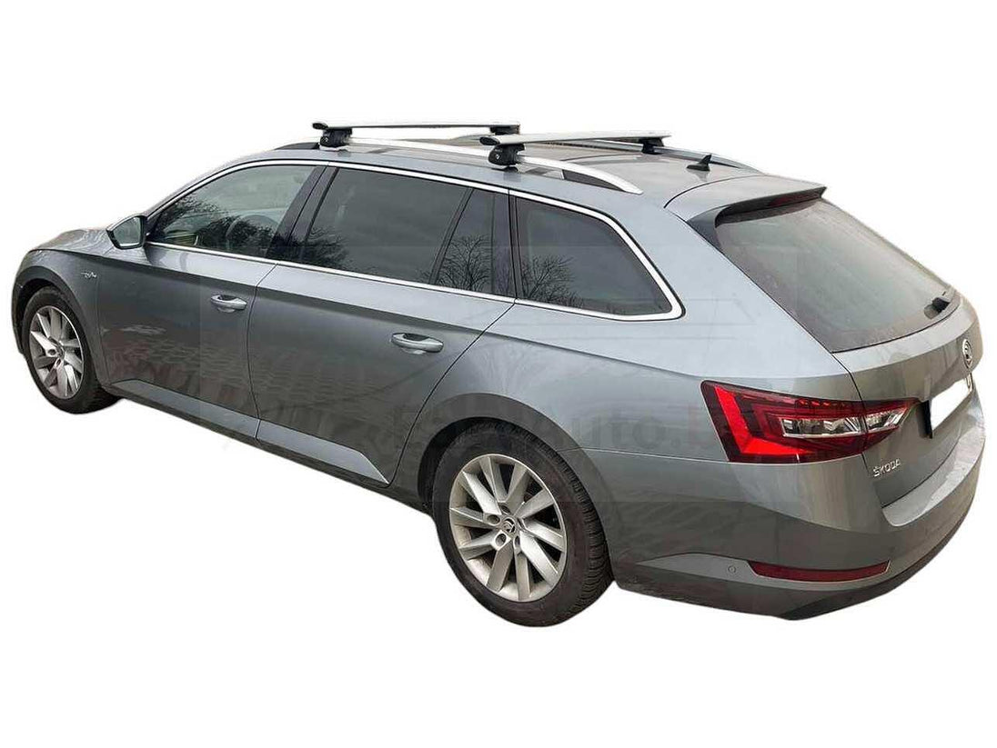 Сиви аеродинамични товарни греди HAKR AERO за Skoda Superb 3 комби с надлъжни греди