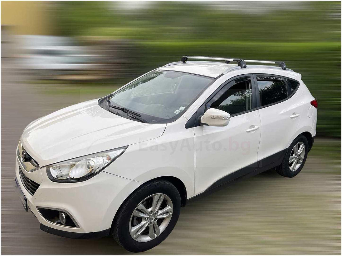Сиви аеродинамични товарни греди Turtle AIR2 за Hyundai Ix35 модел с вградени надлъжни греди