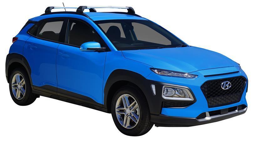 Черни аеродинамични греди Yakima Flush греди за Hyundai Kona модел от 2017 до 2023 година