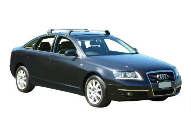 ЧЕРНИ Yakima Flush греди за Audi A6 седан от 2004 до 2011 година