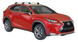 Черни аеродинамични греди Yakima Flush за Lexus NX от 2015 до 2021 година с плътни вградени надлъжни греди