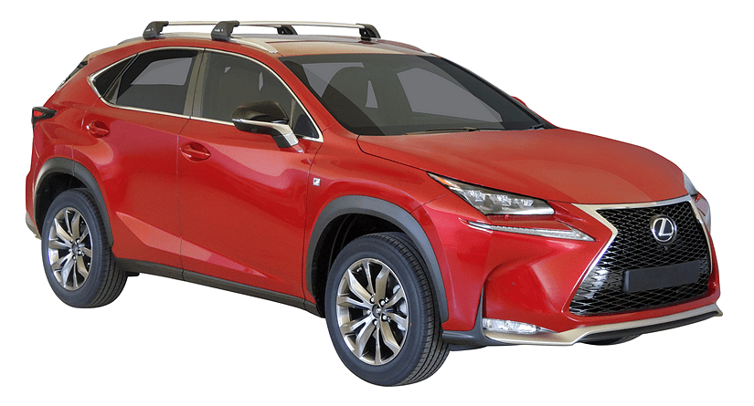 Черни аеродинамични греди Yakima Flush за Lexus NX от 2015 до 2021 година с плътни вградени надлъжни греди