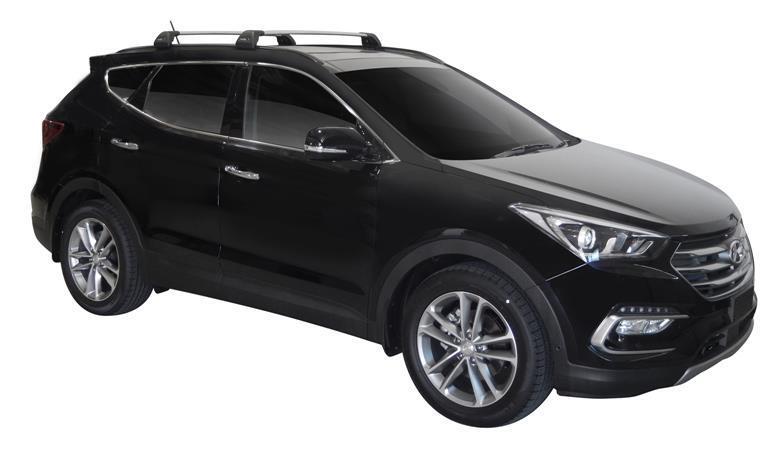 Черни аеродинамични греди Yakima Flush за Hyundai Santa Fe модел 2012 до 2018 година с вградени надлъжни греди