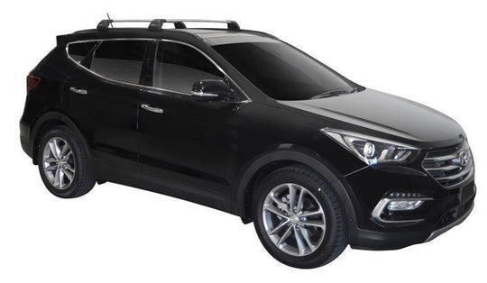 Черни аеродинамични греди Yakima Flush за Hyundai Santa Fe модел 2012 до 2018 година с вградени надлъжни греди