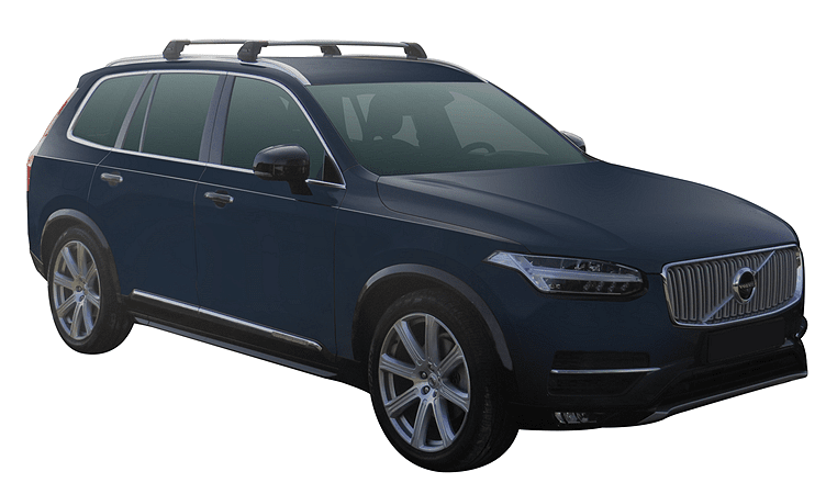 Черни аеродинамични греди Yakima Flush за VOLVO XC90 от 2015 до 2024 година с плътни вградени надлъжни греди