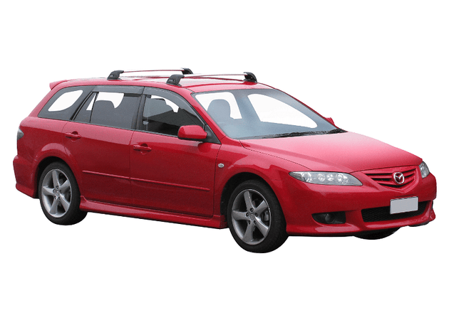 Супер аеродинамични СИВИ Yakima Flush греди за Mazda 6 хечбек, седан и комби без надлъжни греди модел от 2002 до 2007 година