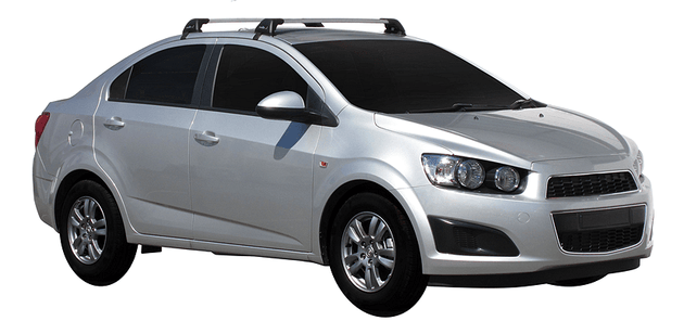 Черни аеродинамични греди Yakima Flush греди за Chevrolet Aveo седан модел от 2011 година и нагоре