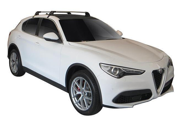 Черни Yakima Flush греди за Alfa Romeo Stelvio след 2017 година - модел без надлъжни греди