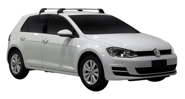 Черни Yakima Flush греди за VW GOLF 7 Hatchback с 5 врати от 2012 до 2020 година