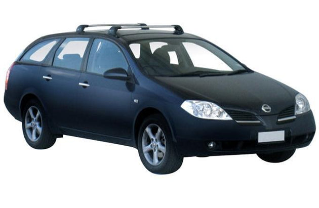 Черни аеродинамични греди Yakima Flush греди за Nissan Primera комби WP12 модел от 2002 до 2007 година