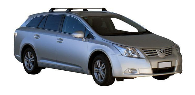 Черни супер аеродинамични товарни греди Yakima Flush за Toyota Avensis Combi модел след 2009 до 2021 година