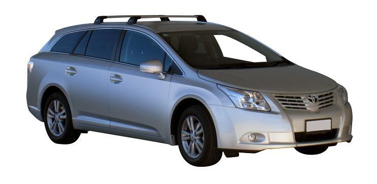 Черни супер аеродинамични товарни греди Yakima Flush за Toyota Avensis Combi модел след 2009 до 2021 година