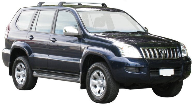 Черни аеродинамични Yakima Flush за Toyota Land Cruiser 120 2003 до 2008 година дълга база без надлъжни греди