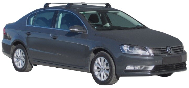 Черни Аеродинамични греди Yakima Flush за VW Passat седан (B7, B8) от 2015 до 2014 година