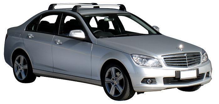 Сиви аеродинамични греди Yakima Flush за Mercedes C-класа W204 от 2007 до 2014 година модел със стъклен таван
